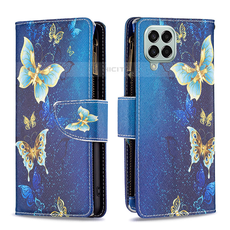 Coque Portefeuille Motif Fantaisie Livre Cuir Etui Clapet B04F pour Samsung Galaxy M33 5G Bleu Plus