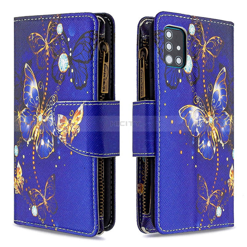 Coque Portefeuille Motif Fantaisie Livre Cuir Etui Clapet B04F pour Samsung Galaxy M40S Bleu Royal Plus