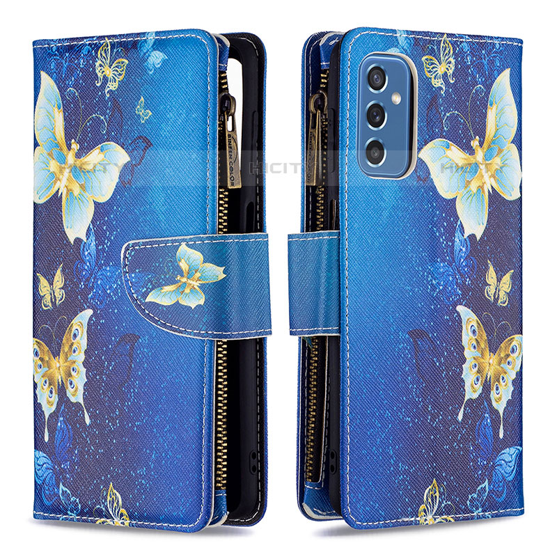 Coque Portefeuille Motif Fantaisie Livre Cuir Etui Clapet B04F pour Samsung Galaxy M52 5G Bleu Plus