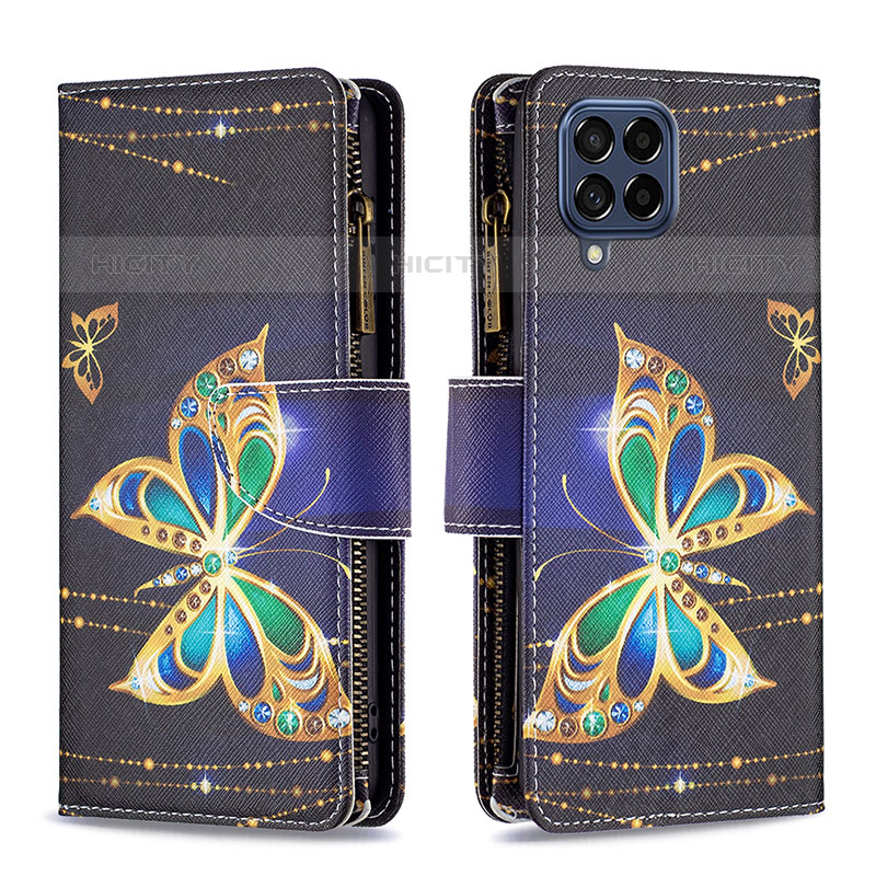 Coque Portefeuille Motif Fantaisie Livre Cuir Etui Clapet B04F pour Samsung Galaxy M53 5G Noir Plus