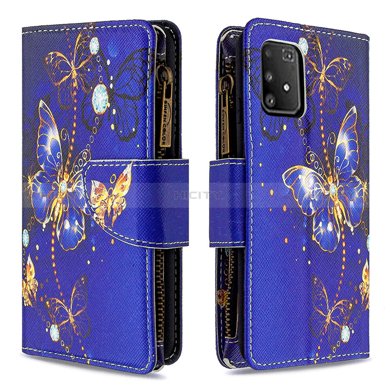 Coque Portefeuille Motif Fantaisie Livre Cuir Etui Clapet B04F pour Samsung Galaxy M80S Bleu Royal Plus