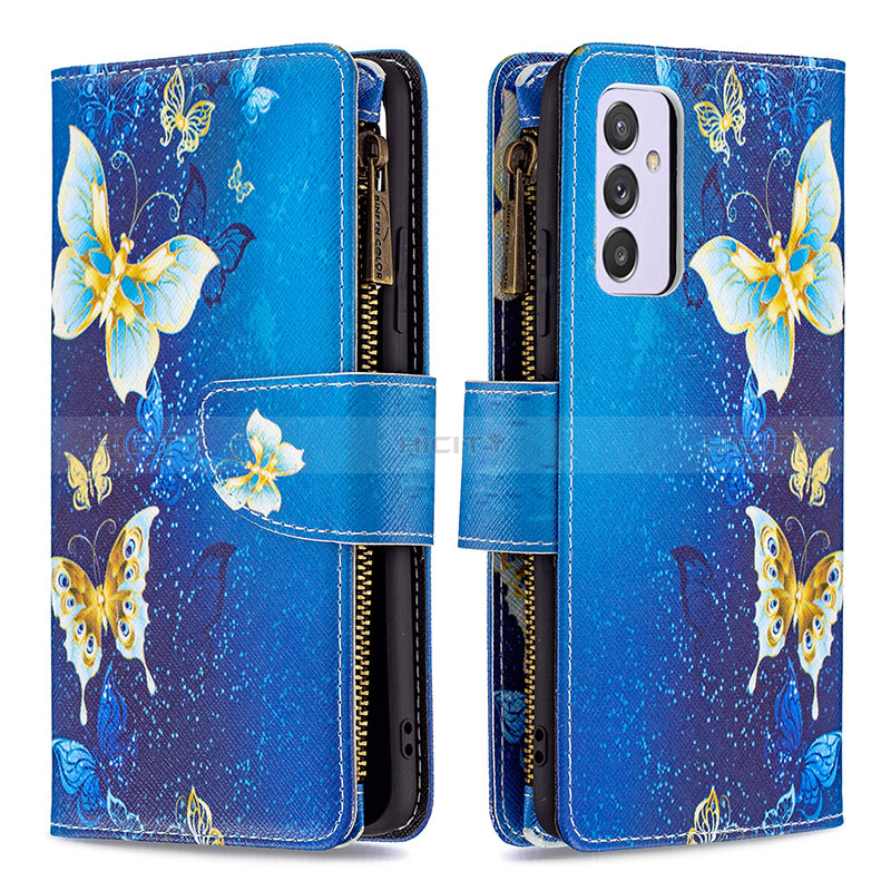 Coque Portefeuille Motif Fantaisie Livre Cuir Etui Clapet B04F pour Samsung Galaxy Quantum2 5G Bleu Plus