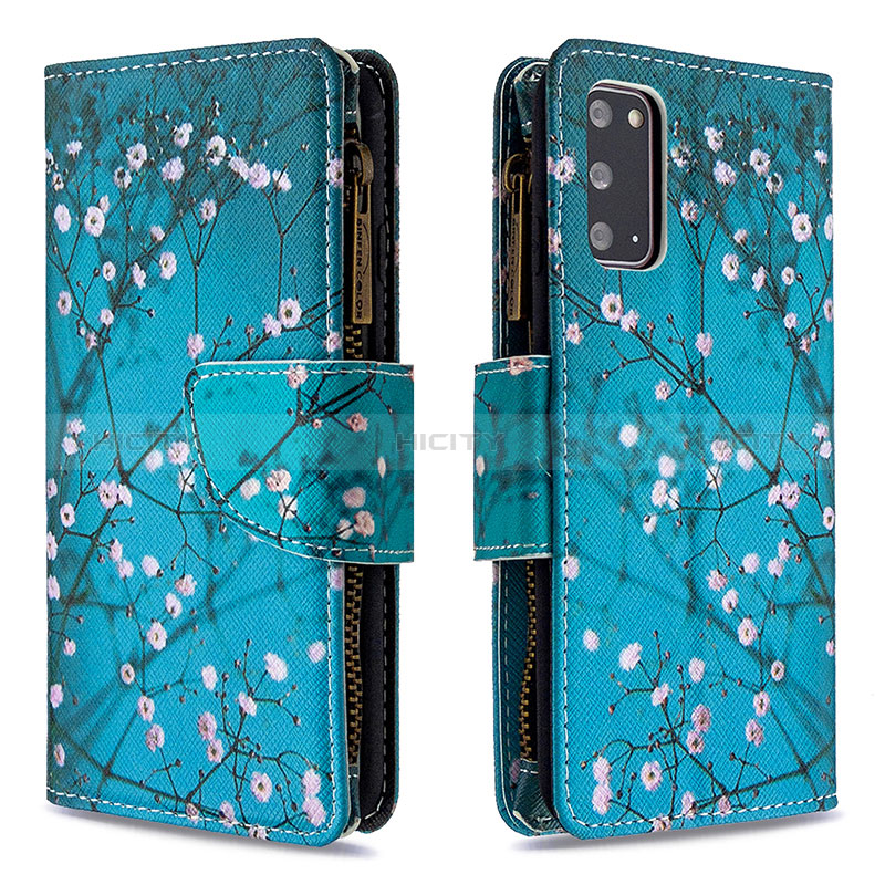 Coque Portefeuille Motif Fantaisie Livre Cuir Etui Clapet B04F pour Samsung Galaxy S20 Cyan Plus