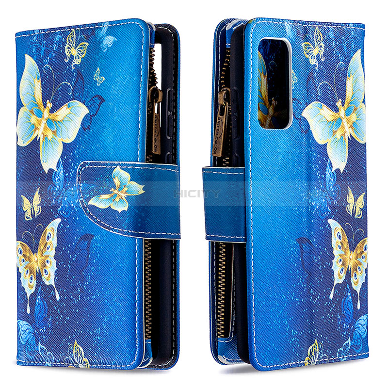 Coque Portefeuille Motif Fantaisie Livre Cuir Etui Clapet B04F pour Samsung Galaxy S20 FE (2022) 5G Bleu Plus