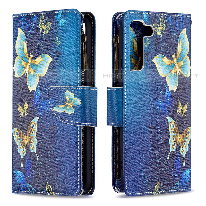 Coque Portefeuille Motif Fantaisie Livre Cuir Etui Clapet B04F pour Samsung Galaxy S21 5G Bleu Plus