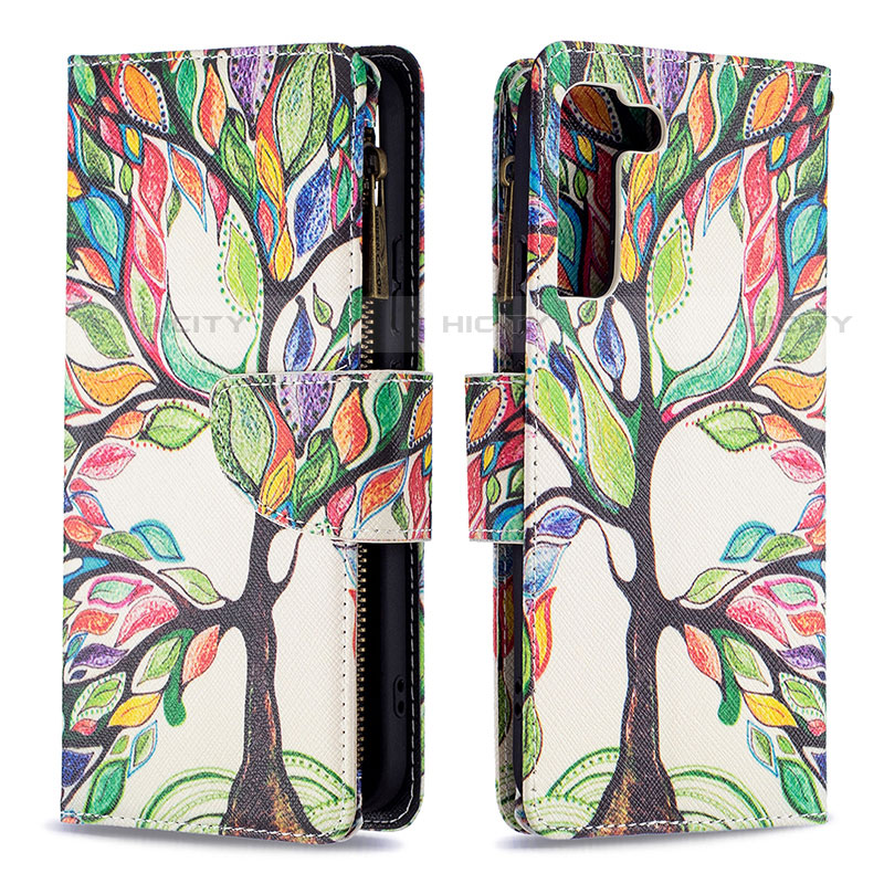 Coque Portefeuille Motif Fantaisie Livre Cuir Etui Clapet B04F pour Samsung Galaxy S21 FE 5G Vert Plus