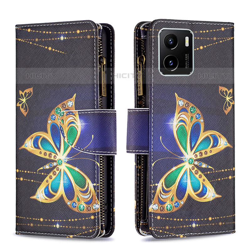 Coque Portefeuille Motif Fantaisie Livre Cuir Etui Clapet B04F pour Vivo iQOO U5x Noir Plus