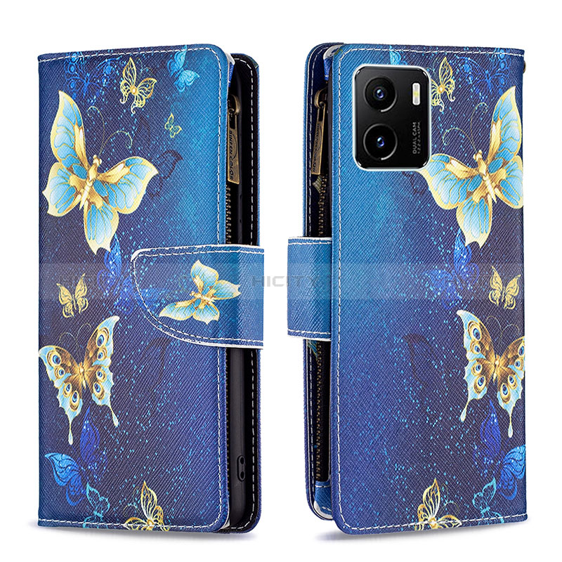 Coque Portefeuille Motif Fantaisie Livre Cuir Etui Clapet B04F pour Vivo Y01 Bleu Plus