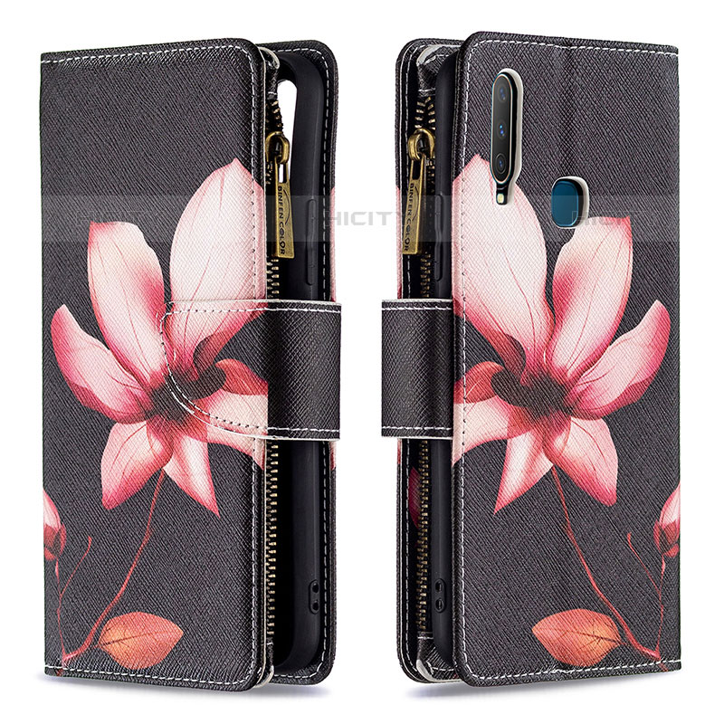 Coque Portefeuille Motif Fantaisie Livre Cuir Etui Clapet B04F pour Vivo Y12 Rouge Plus