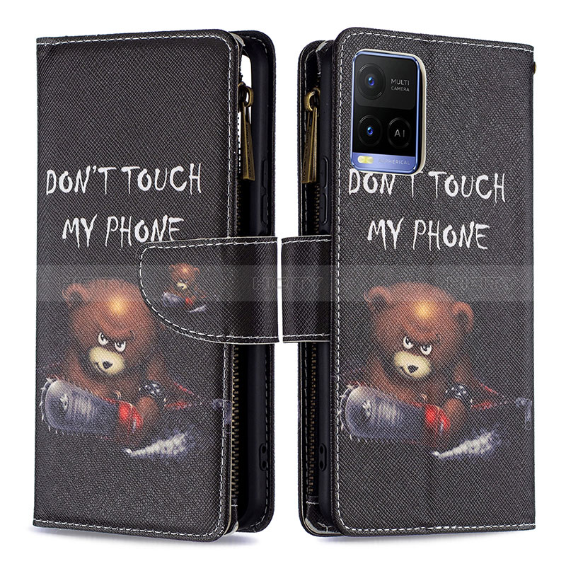 Coque Portefeuille Motif Fantaisie Livre Cuir Etui Clapet B04F pour Vivo Y21a Plus