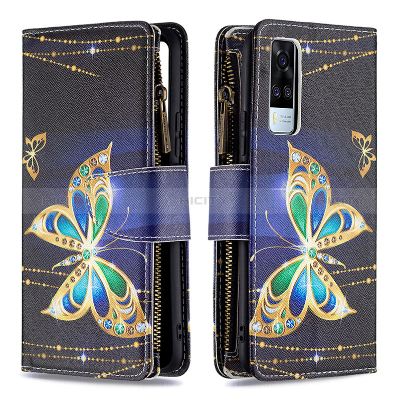 Coque Portefeuille Motif Fantaisie Livre Cuir Etui Clapet B04F pour Vivo Y31 (2021) Noir Plus