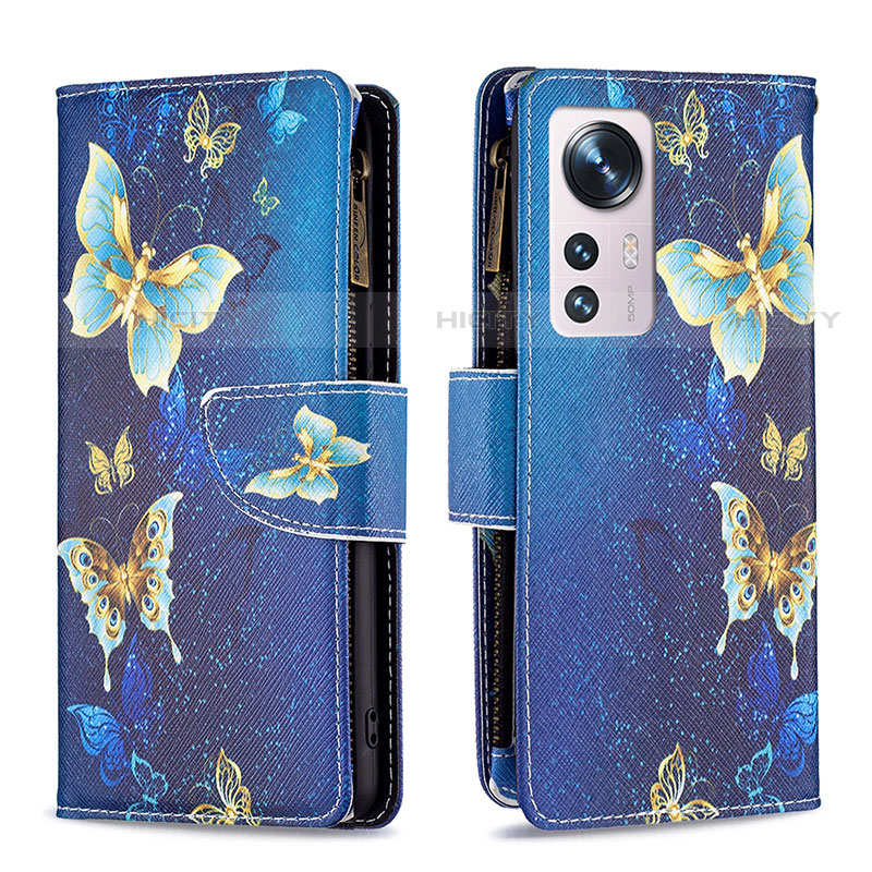 Coque Portefeuille Motif Fantaisie Livre Cuir Etui Clapet B04F pour Xiaomi Mi 12S 5G Bleu Plus