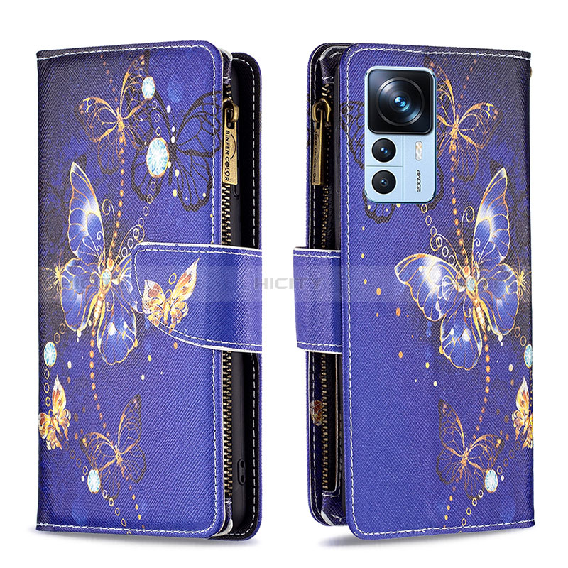 Coque Portefeuille Motif Fantaisie Livre Cuir Etui Clapet B04F pour Xiaomi Mi 12T 5G Bleu Royal Plus