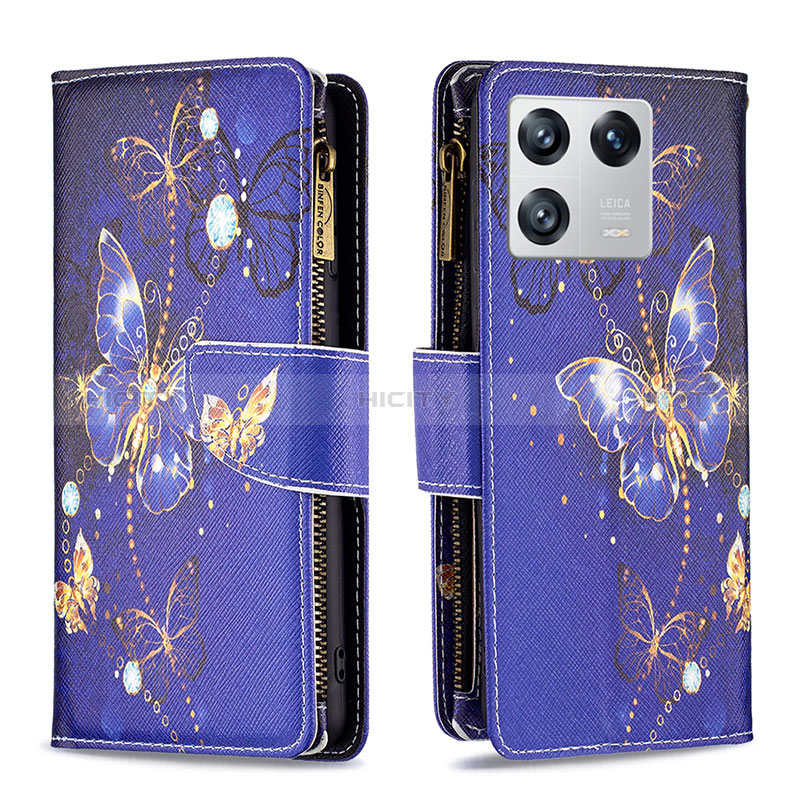 Coque Portefeuille Motif Fantaisie Livre Cuir Etui Clapet B04F pour Xiaomi Mi 13 5G Bleu Royal Plus