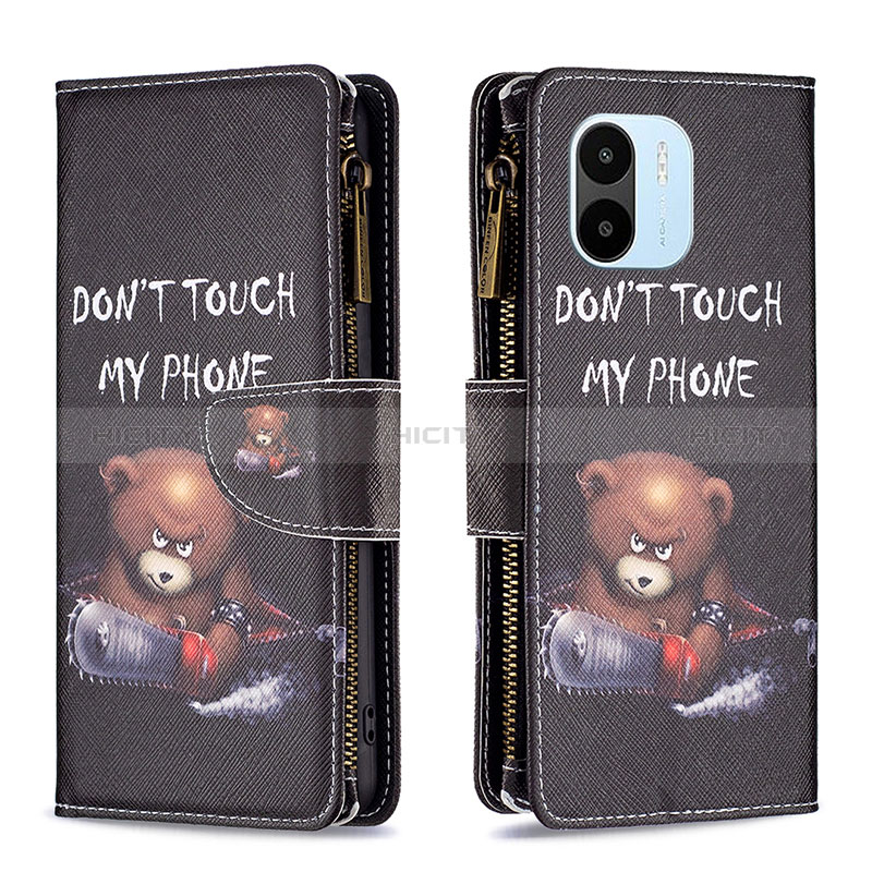 Coque Portefeuille Motif Fantaisie Livre Cuir Etui Clapet B04F pour Xiaomi Poco C50 Gris Fonce Plus