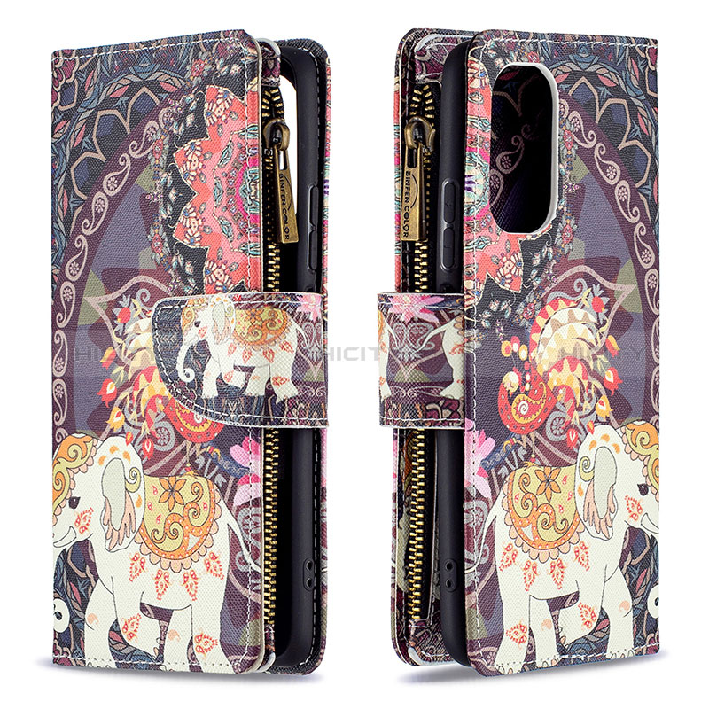 Coque Portefeuille Motif Fantaisie Livre Cuir Etui Clapet B04F pour Xiaomi Poco F3 5G Marron Plus