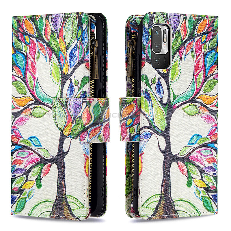 Coque Portefeuille Motif Fantaisie Livre Cuir Etui Clapet B04F pour Xiaomi Redmi Note 10T 5G Vert Plus