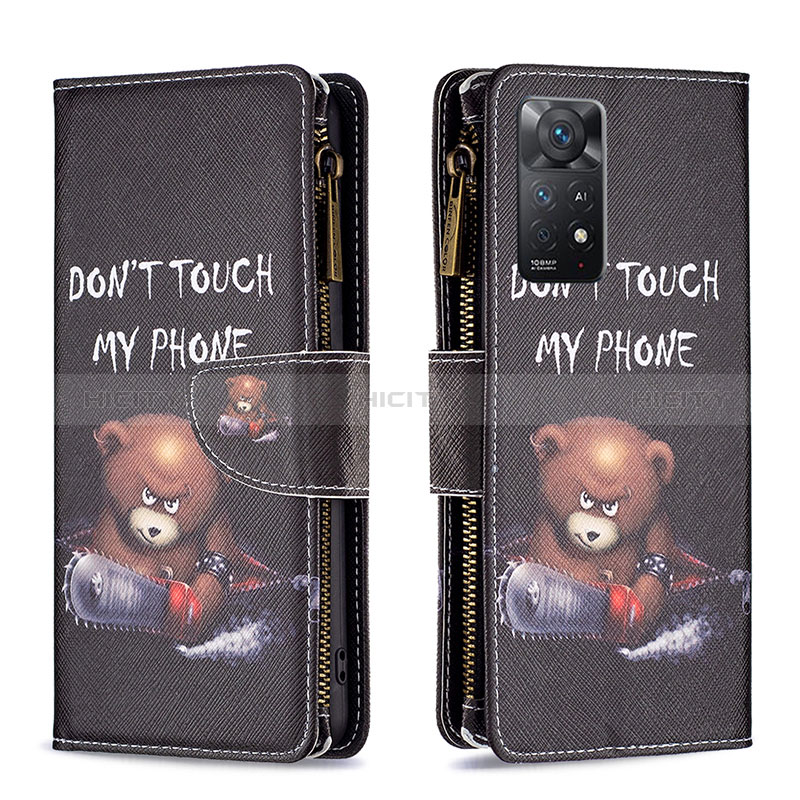 Coque Portefeuille Motif Fantaisie Livre Cuir Etui Clapet B04F pour Xiaomi Redmi Note 11 Pro 4G Gris Fonce Plus