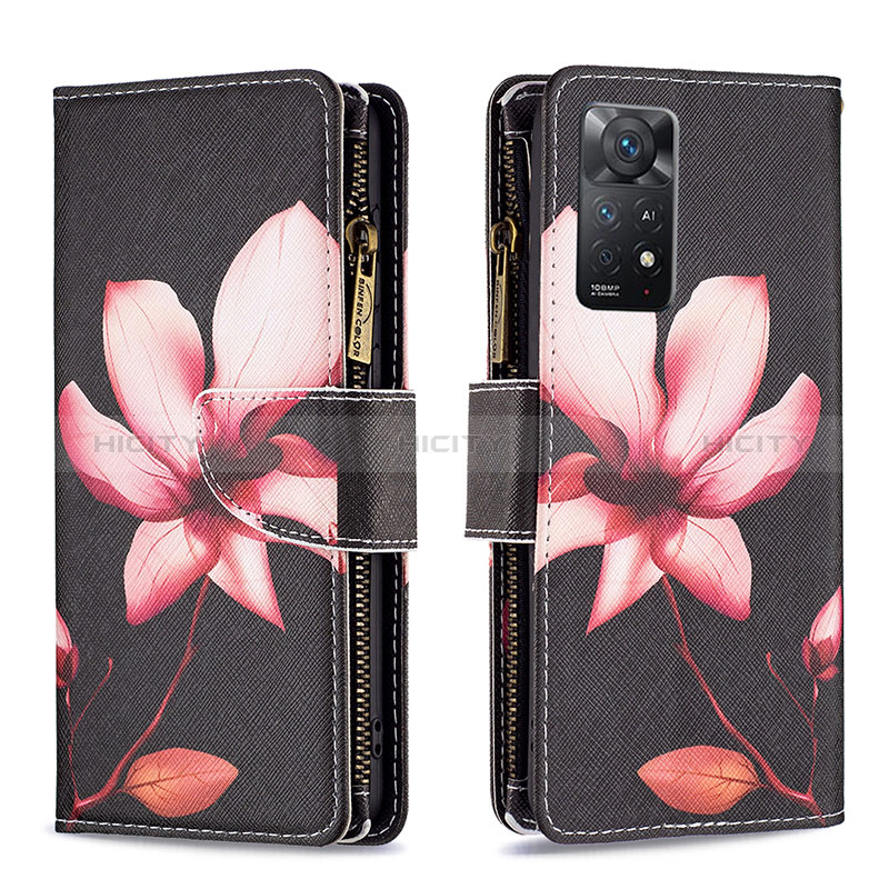 Coque Portefeuille Motif Fantaisie Livre Cuir Etui Clapet B04F pour Xiaomi Redmi Note 11 Pro 4G Rouge Plus