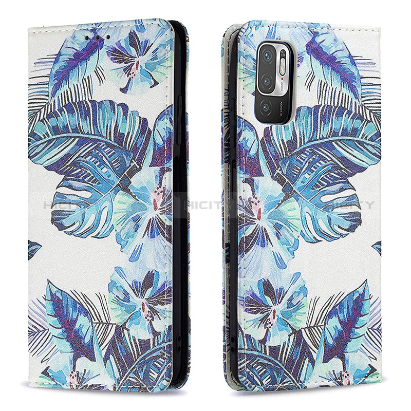 Coque Portefeuille Motif Fantaisie Livre Cuir Etui Clapet B05F pour Xiaomi Redmi Note 10T 5G Bleu Ciel Plus