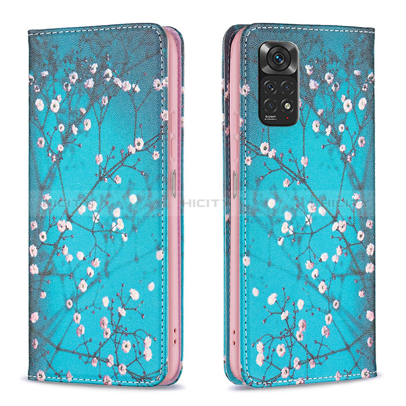 Coque Portefeuille Motif Fantaisie Livre Cuir Etui Clapet B05F pour Xiaomi Redmi Note 11 4G (2022) Cyan Plus