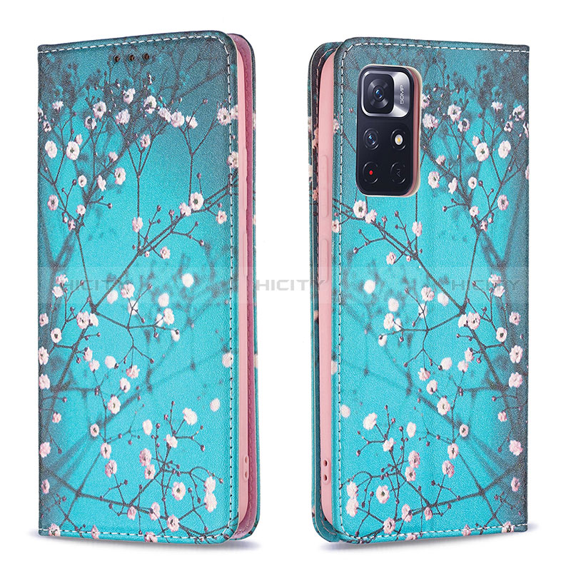 Coque Portefeuille Motif Fantaisie Livre Cuir Etui Clapet B05F pour Xiaomi Redmi Note 11 5G Cyan Plus