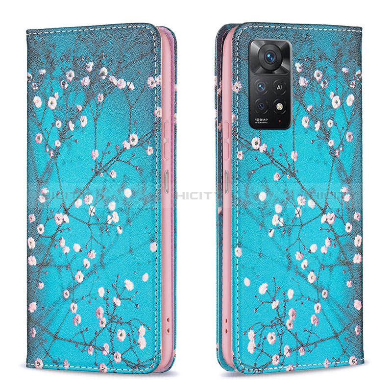 Coque Portefeuille Motif Fantaisie Livre Cuir Etui Clapet B05F pour Xiaomi Redmi Note 11 Pro 5G Cyan Plus