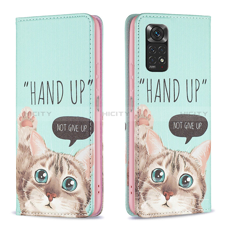 Coque Portefeuille Motif Fantaisie Livre Cuir Etui Clapet B05F pour Xiaomi Redmi Note 11S 4G Pastel Vert Plus