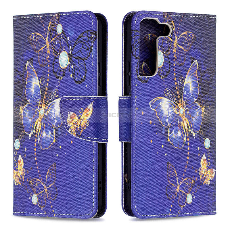 Coque Portefeuille Motif Fantaisie Livre Cuir Etui Clapet B09F pour Samsung Galaxy S24 5G Bleu Royal Plus