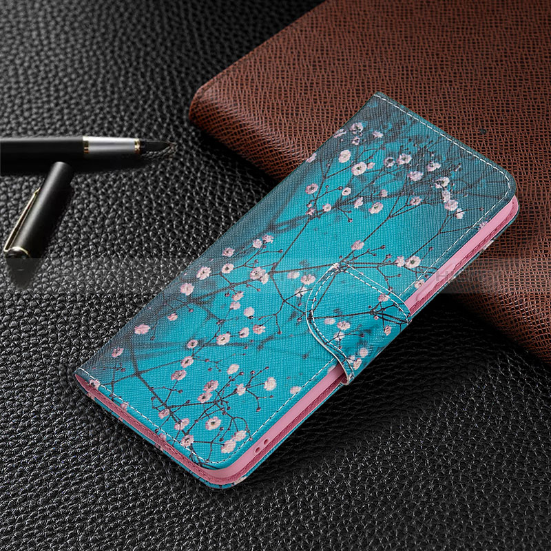 Coque Portefeuille Motif Fantaisie Livre Cuir Etui Clapet BF4 pour Xiaomi Redmi Note 10 Pro Max Cyan Plus