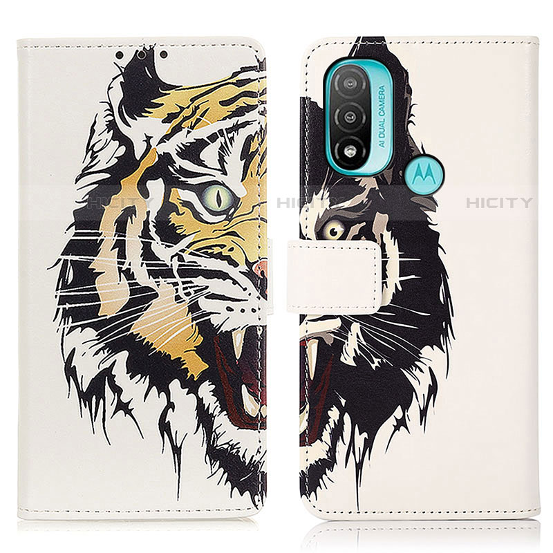 Coque Portefeuille Motif Fantaisie Livre Cuir Etui Clapet D02Y pour Motorola Moto E30 Jaune Plus