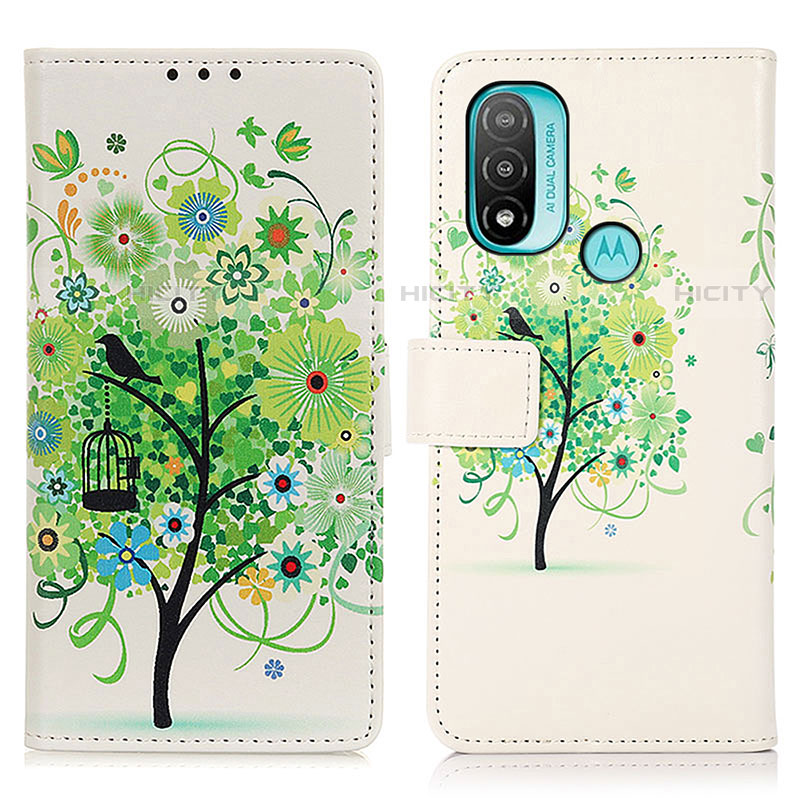 Coque Portefeuille Motif Fantaisie Livre Cuir Etui Clapet D02Y pour Motorola Moto E30 Vert Plus