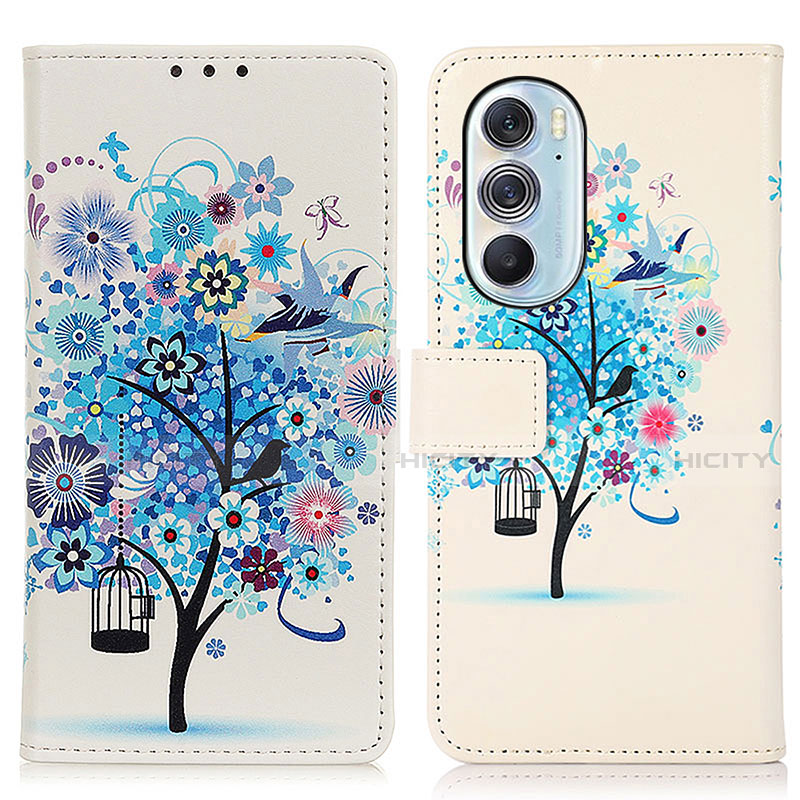 Coque Portefeuille Motif Fantaisie Livre Cuir Etui Clapet D02Y pour Motorola Moto Edge 30 Pro 5G Bleu Plus