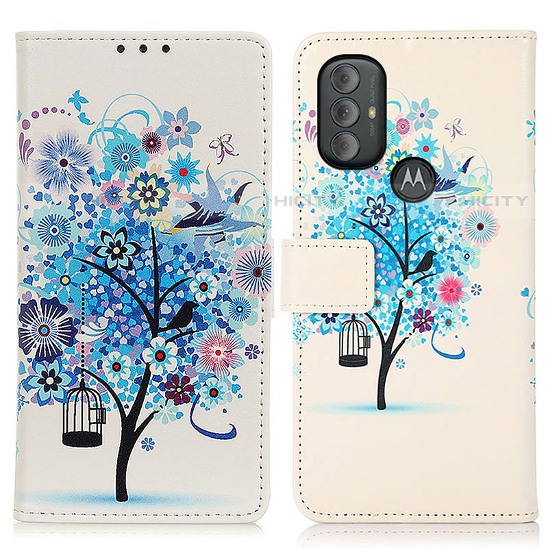 Coque Portefeuille Motif Fantaisie Livre Cuir Etui Clapet D02Y pour Motorola Moto G Play Gen 2 Bleu Plus