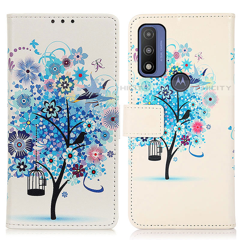 Coque Portefeuille Motif Fantaisie Livre Cuir Etui Clapet D02Y pour Motorola Moto G Pure Bleu Plus