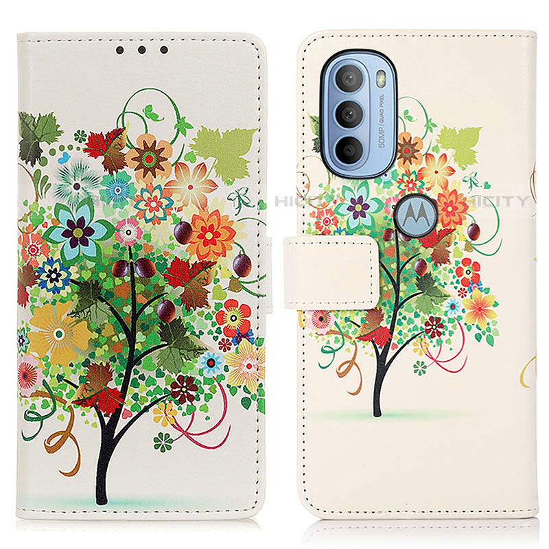 Coque Portefeuille Motif Fantaisie Livre Cuir Etui Clapet D02Y pour Motorola Moto G31 Colorful Plus