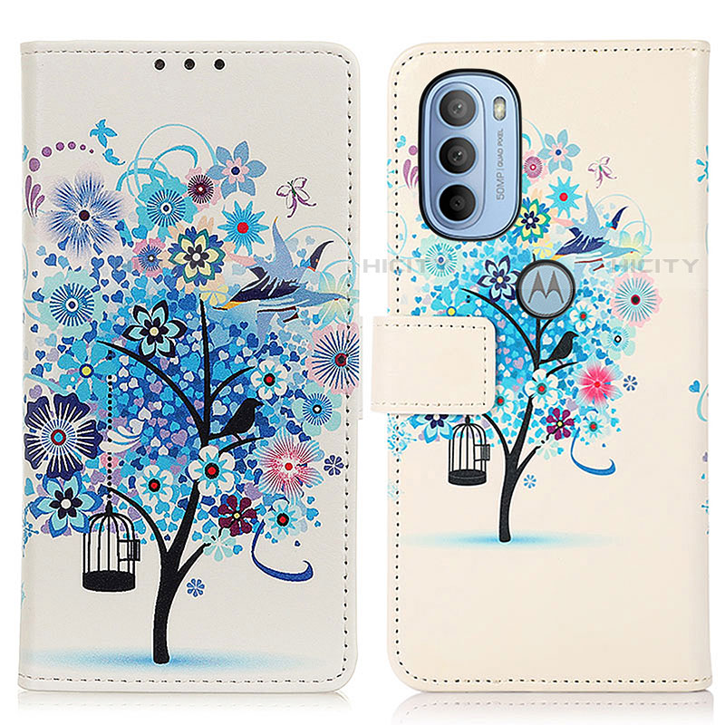 Coque Portefeuille Motif Fantaisie Livre Cuir Etui Clapet D02Y pour Motorola Moto G41 Bleu Plus