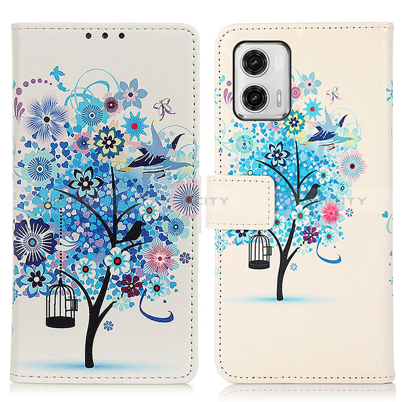 Coque Portefeuille Motif Fantaisie Livre Cuir Etui Clapet D02Y pour Motorola Moto G73 5G Bleu Plus