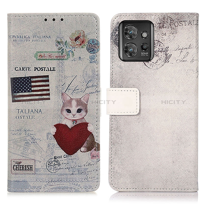 Coque Portefeuille Motif Fantaisie Livre Cuir Etui Clapet D02Y pour Motorola ThinkPhone 5G Gris Plus