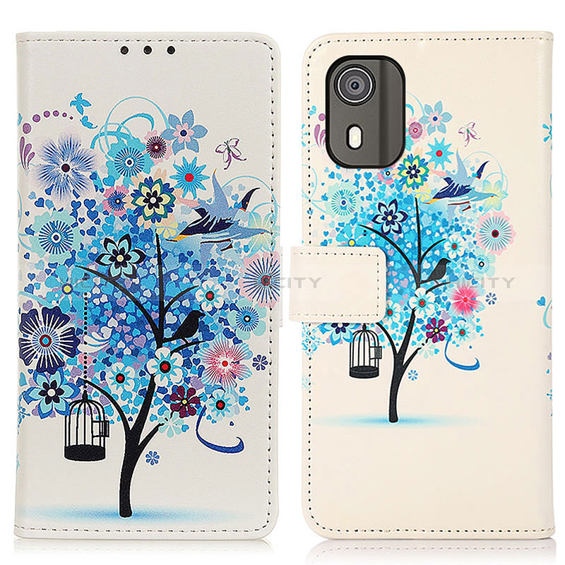 Coque Portefeuille Motif Fantaisie Livre Cuir Etui Clapet D02Y pour Nokia C02 Bleu Plus