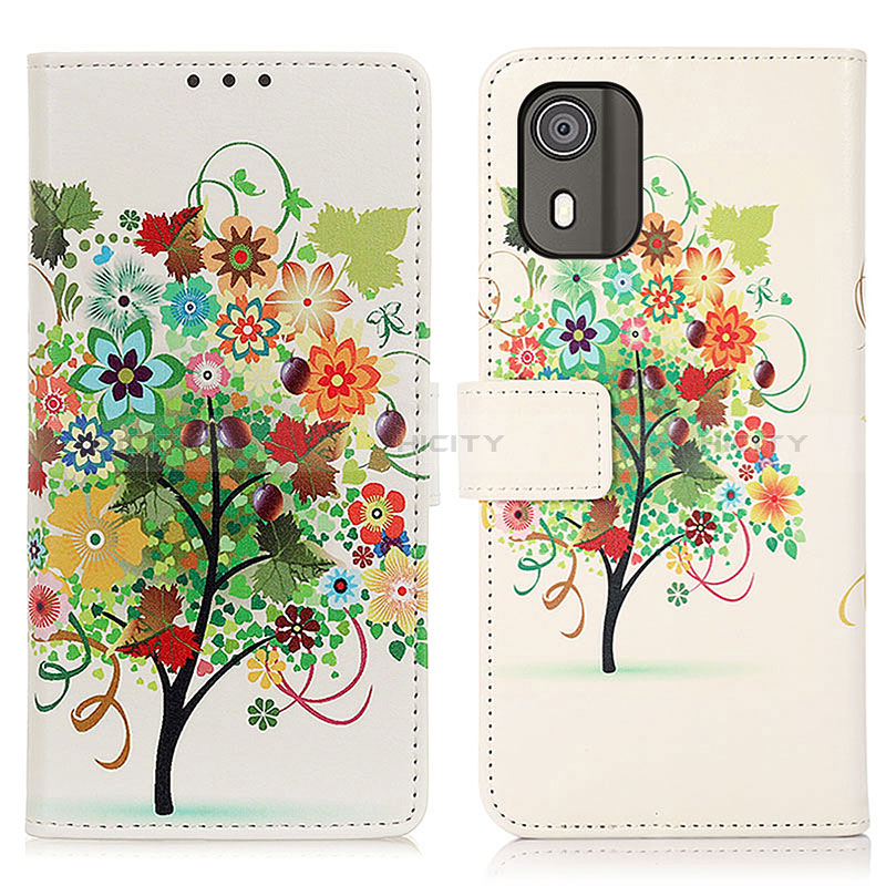 Coque Portefeuille Motif Fantaisie Livre Cuir Etui Clapet D02Y pour Nokia C02 Vert Plus