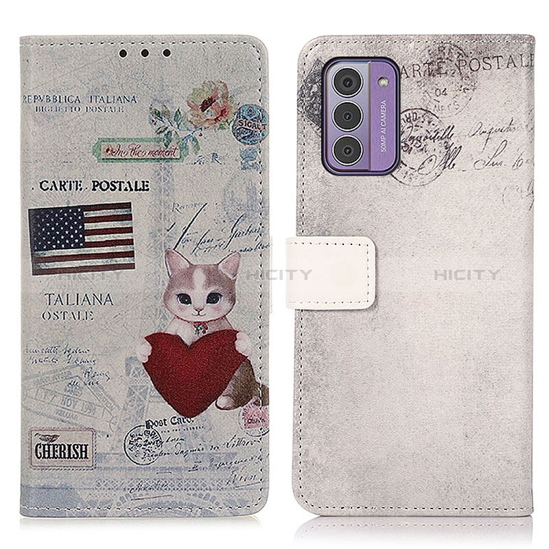 Coque Portefeuille Motif Fantaisie Livre Cuir Etui Clapet D02Y pour Nokia G42 5G Gris Plus