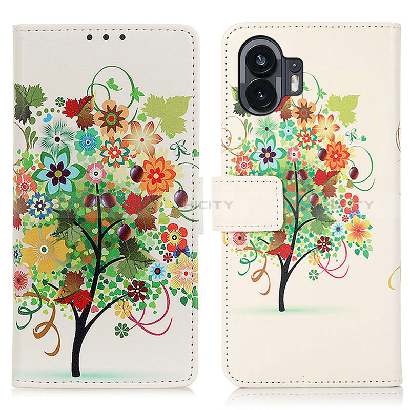 Coque Portefeuille Motif Fantaisie Livre Cuir Etui Clapet D02Y pour Nothing Phone 2 Vert Plus