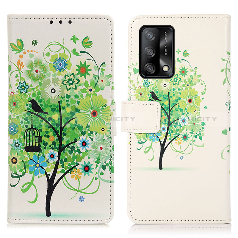 Coque Portefeuille Motif Fantaisie Livre Cuir Etui Clapet D02Y pour Oppo F19s Vert Plus