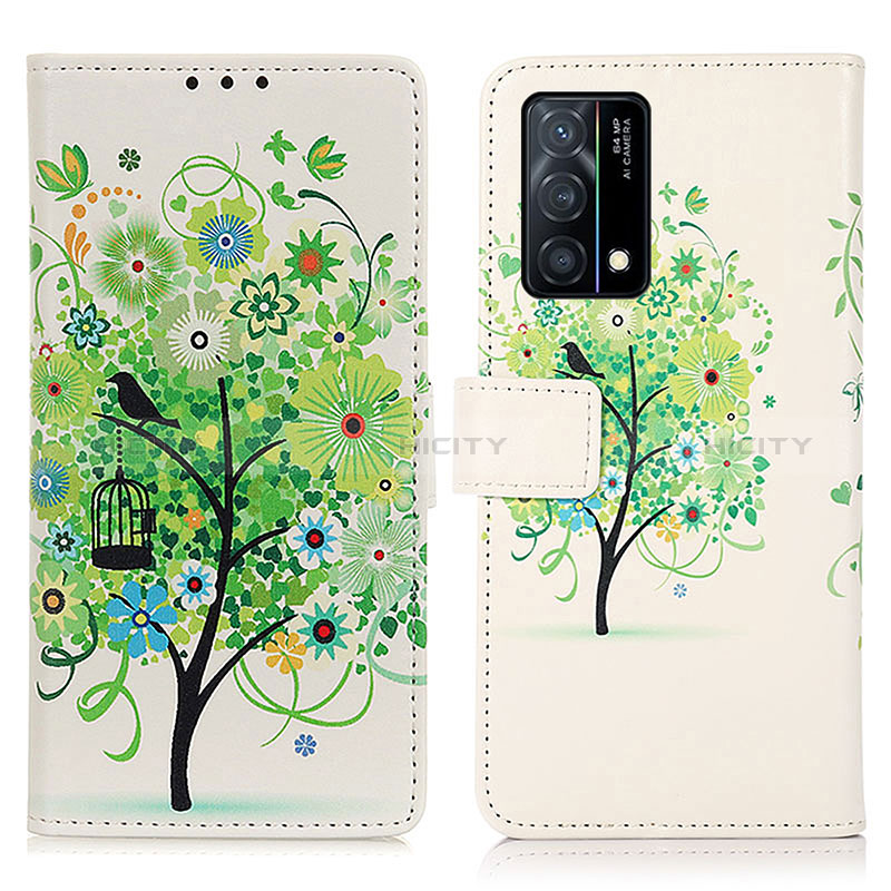 Coque Portefeuille Motif Fantaisie Livre Cuir Etui Clapet D02Y pour Oppo K9 5G Vert Plus