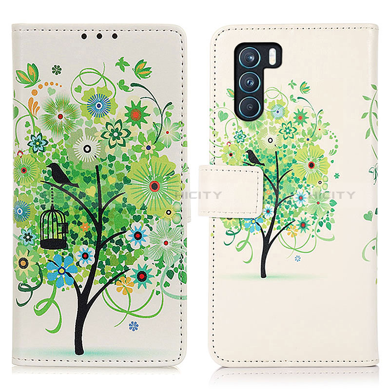 Coque Portefeuille Motif Fantaisie Livre Cuir Etui Clapet D02Y pour Oppo K9 Pro 5G Vert Plus