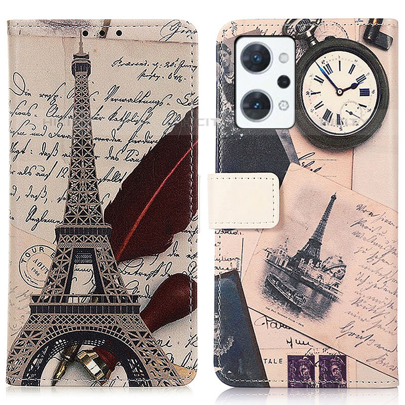 Coque Portefeuille Motif Fantaisie Livre Cuir Etui Clapet D02Y pour Oppo Reno7 A Gris Plus