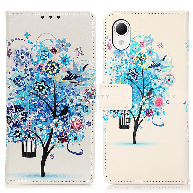 Coque Portefeuille Motif Fantaisie Livre Cuir Etui Clapet D02Y pour Samsung Galaxy A23e 5G Bleu Plus