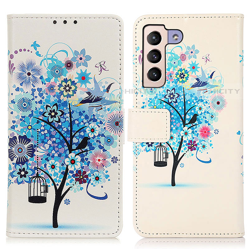 Coque Portefeuille Motif Fantaisie Livre Cuir Etui Clapet D02Y pour Samsung Galaxy S21 5G Bleu Plus