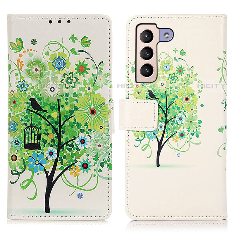 Coque Portefeuille Motif Fantaisie Livre Cuir Etui Clapet D02Y pour Samsung Galaxy S21 5G Vert Plus